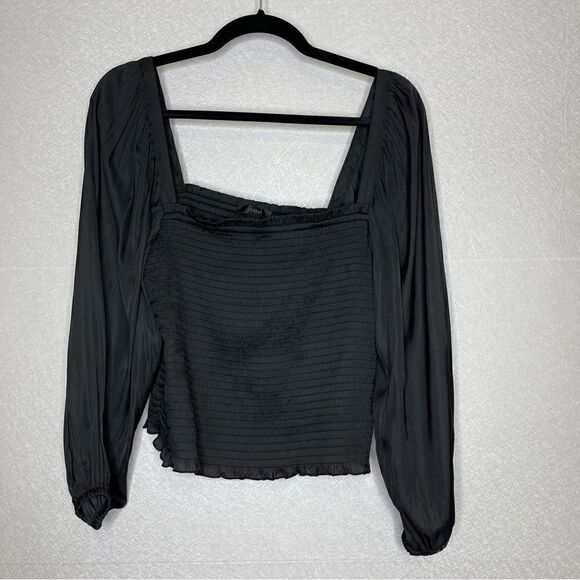 J. Crew Square Neck Smocked Featherweight Satin Top M - Picture 3 of 8